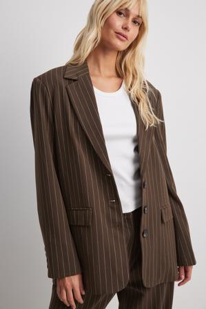 NA-KD Oversize randig blazer - Set - Brun - EU 36