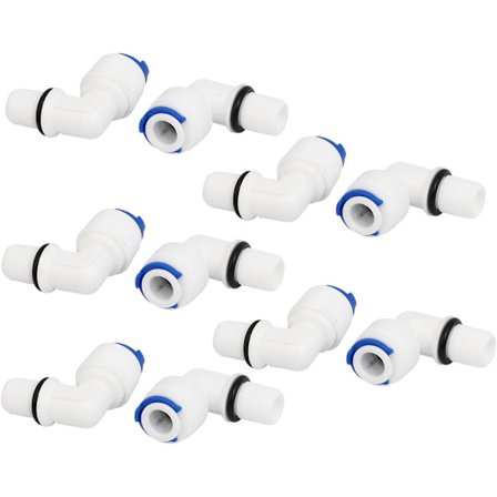 M10 til 1/4-tommers Rør Albue Hurtigkobling 10 stk for RO Vannfiltertilkobling
