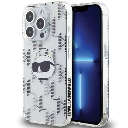 Karl Lagerfeld IML Choupette Head & Monogram-etui til iPhone 15 Pro Max - gjennomsiktig