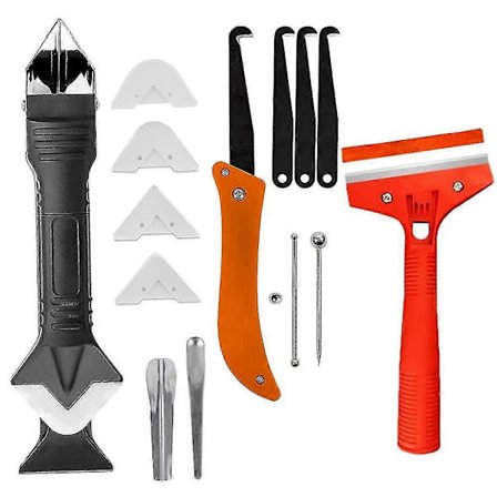 Fugerenskabsværktøj, fugemasse fjerner 3 i 1 silikone fugemasse værktøjssæt, glaslim vinkel