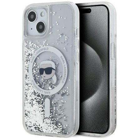 Karl Lagerfeld Liquid Glitter Karl Head MagSafe-fodral för iPhone 15 / 14 / 13 - transparent