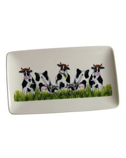 Asiet/Fad Køer med håndtegnet motiv Hvid