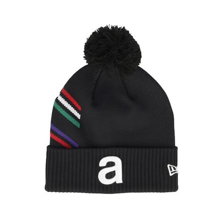 New Era - Motor Noir pom Bonnet - Aprilia Side Stripe Cuff Beanie Black Pom @ Hatstore
