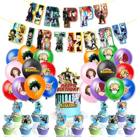 My Hero Academia Grattis på födelsedagen Set Latexballonger Party Dekoration Kit