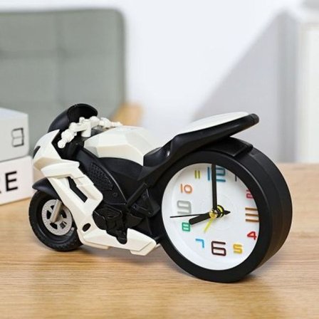 Motorsykkel Alarm Klokke Ornament Kreativ Barn Gave Klokke (Hvit Racing Bil)