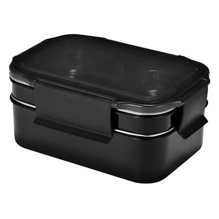 304 Rustfrit Stål Stakbar Madkasse/Beholder 2-lags Frokostbeholder til Voksne eller Børn Sort