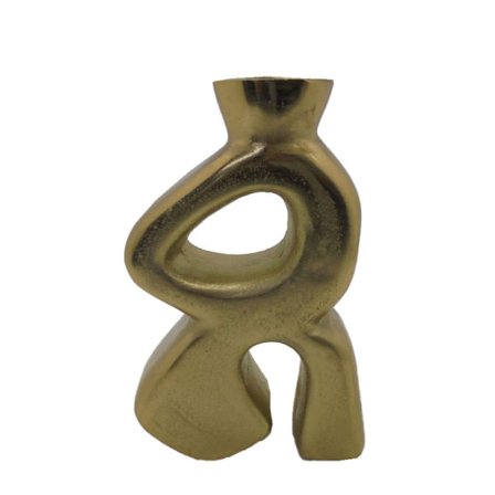 Guldfarvet aluminiumsvase, moderne design, 18x7x29 cm