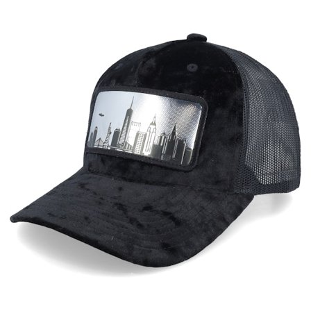 Calza Pennello - Musta trucker Lippis - New York Silver Patch Velvet Black A-Frame Trucker @ Hatstore