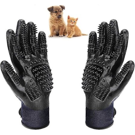 Pelsrensnings Handske Massage Hund Kat Rengøringsbørste Pet Bad Massage Kam Hår Fjern Lang Kort Hår Gummi - 1 Par