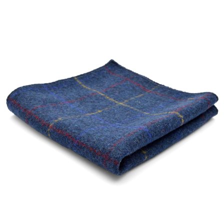 Blå Ternet Håndlavet Lommeklud i Uld til mænd - Mønstrede lommeklude