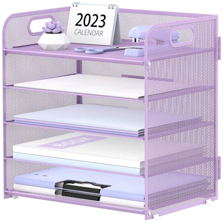 5-rums papirorganisator brevbakke med håndtag - mesh skrivebordsfilorganisator, papirsorterer skrivebordsorganisator til kontor