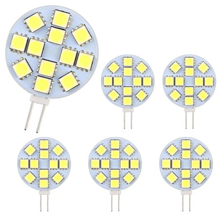 G4 LED-lamppu 2W, AC/DC12V, 200LM kylmä valkoinen 6500K, 12x 5050SMD, vastaa 20W halogeenilamppua, ei himmennettävä, G4 pyöreä LED-lamppu 