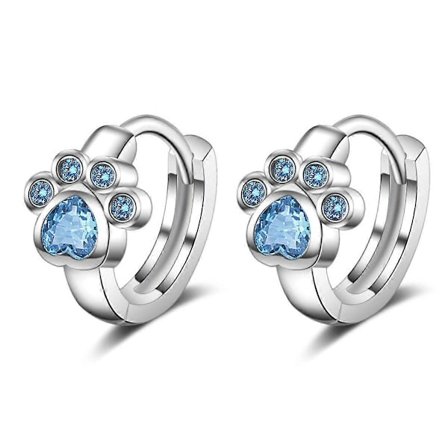 Lasten Korvakorut - 925 Sterling Hopea - Koiran Tassu - Tytöt ja Kissa Korvakorut