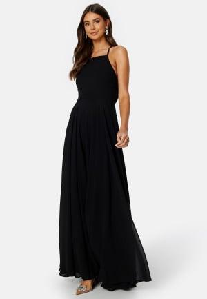 Goddiva High Neck Chiffon Maxi Dress Black S (UK10) Black Svarte ballkjoler Dam