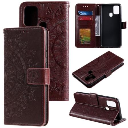Samsung Galaxy A21s - Mandala Plånboksfodral - Brun Brown Brun