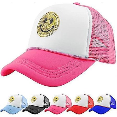Unisex Baseball Caps Smiley, Gul Glitter Smiley Face Trykk Broderte Truck Hat