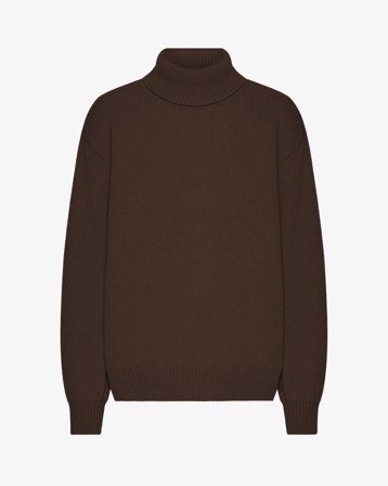 Merino Wool Turtleneck - Coffee Brown S