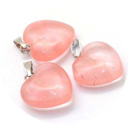 2 PACK rosen kvarts hjärta hänge