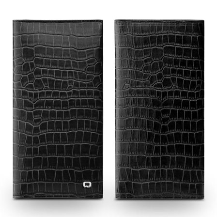 QIALINO iPhone Xs Max flip etui i ægte læder - Bambusled / Sort