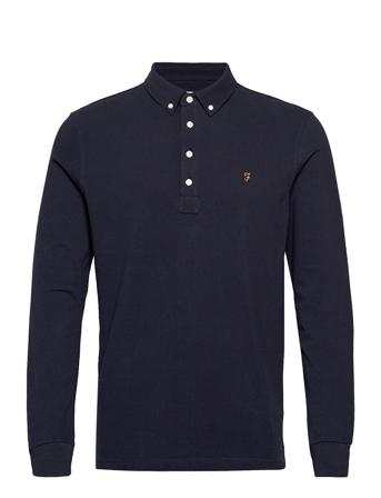 Ricky Long Sleeved Polo Shirt Blue Farah