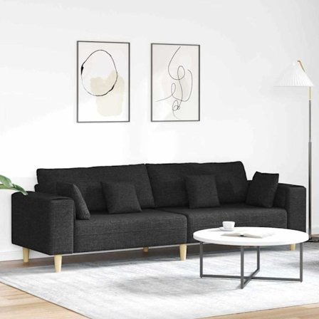 Soffa med kudde Svart 250 x 77 x 76 cm tyg