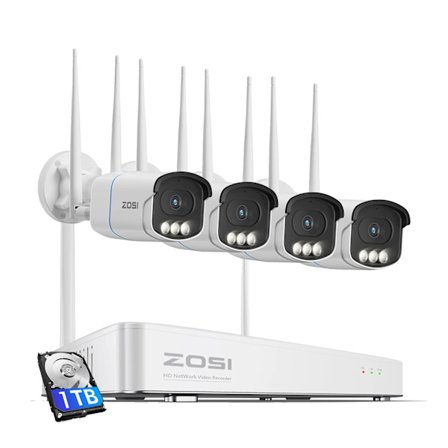 ZOSI WiFi 6 CCTV-system, 5MP Ultra HD-upplösning, Smart AI-detektion,1T, 5MP 4ST Kameror