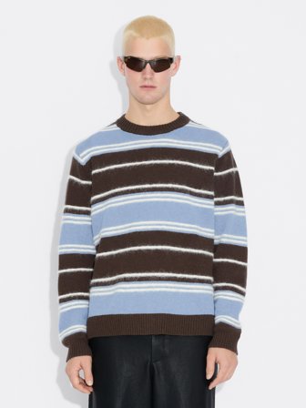 Holzweiler - Wool Stripe Crew - Blue Stripe - Mens - Medium