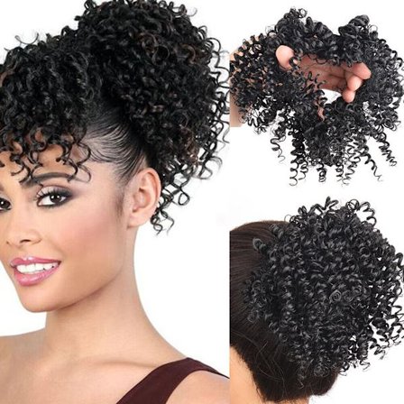 Synthetic Messy Bun Hair piece for Women Elastic Afro Curly Scrunchies Extension