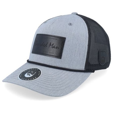 Bearded Man - Grå trucker Keps - Casual Logo Black Patch Heather Grey/Black Rope A-Frame Trucker @ Hatstore