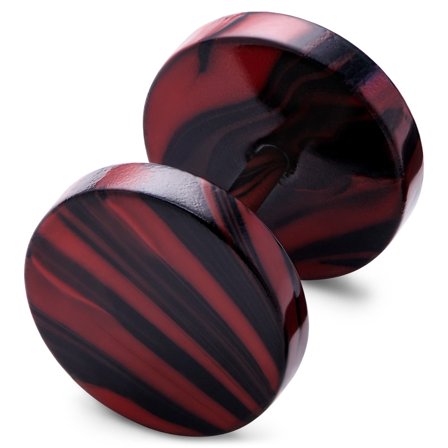 Satago | 10 mm Black & Red Stainless Steel Faux Plug Stud Earring for Men - Stud earrings