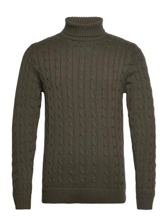 Slhryan Structure Roll Neck W Knitwear Turtlenecks Kakigrønn Selected Homme*Betinget Tilbud