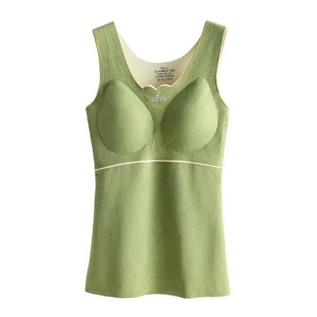 Varm Underställ Välvda Väst Vinter Kvinnor Solid Botten med Bröstkudde Camisole Slank Varm Sling Väst Kvinnlig Termisk Underkläder army green 4XL(80-