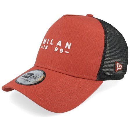 New Era - Football Orange Trucker Cap - AC Milan Seasonal Wordmark Copper/Black A-frame Trucker @ Hatstore