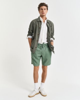 GANT - Linshorts med snøring til herre kalamata green