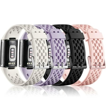4-pack kompatibla med Fitbit Charge 5/Charge 6-band för kvinnor och män, andningsbara lufthåls sportarmband