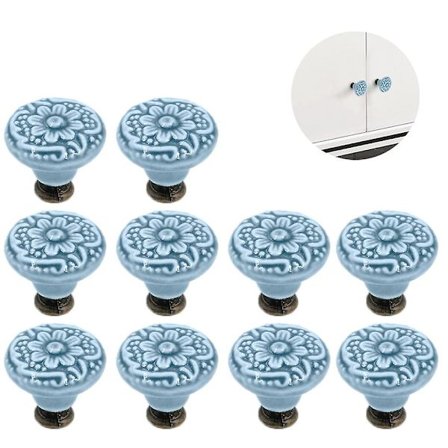 10 stk. Keramiske Knapper, 34mm Vintage Skabsdørsknap, Skuffegreb, Keramiske Dørgreb, SkuffeKnap, Kommode, SkuffeKnapper