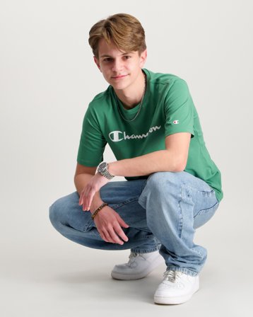 Champion SS Tee Zielony T-shirty Chłopiec - Kids Brand Store