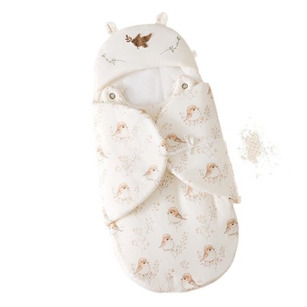 Zipper Swaddle - Inbäddad filt för nyfödda - Sparvbroderi - 80 cm x 42 cm (0-6 månader)