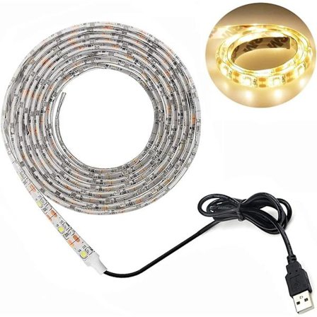 LED-nauha USB-virralla, vedenpitävät 16,4 jalan SMD 3528 5V kylmän valkoiset LED-nauhat, pöytätietokoneen näytön taustavalo, TV:n taustavalo, 