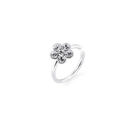 1 Blomformad Piercing ring i 925 sterling silver med 6 vita CZ