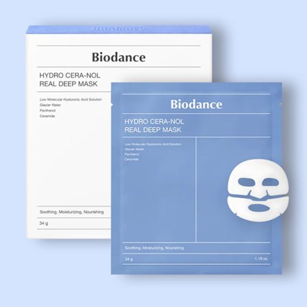 BIODANCE Hydrating Ceramide Deep Nourishing Mask, lugnar, återfuktar och ger näring till huden, 34g x 4 ark