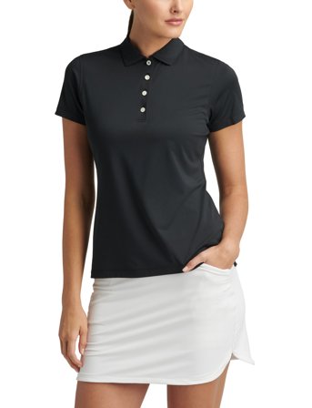 Peter Millar Short Sleeve Button Polo - Black - XS
