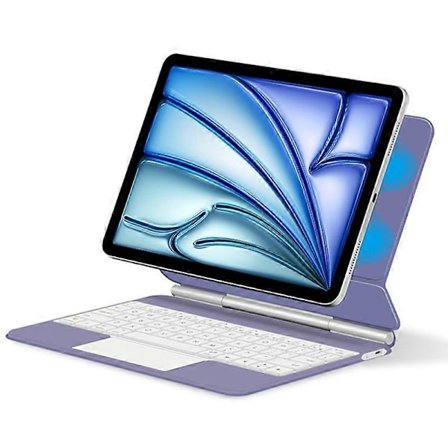 Bluetooth-tangentbord med magnetisk upphängning för iPad Air 11 (2024) (M2) - PC+PU-läderfodral - Lila