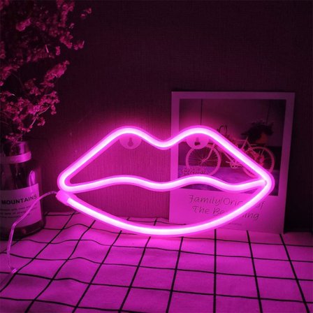 Neon Lip Pink, Lip Signs Neon Night Light Neon Pink Wall Light Ro