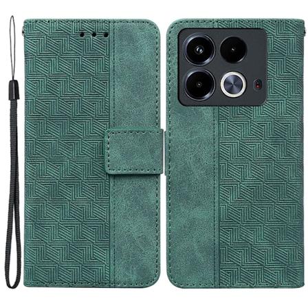 For Infinix Note 40 Telefondeksel Geometrimønster Lommebok Skinn Flip Deksel - Grønn