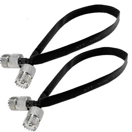 2kpl - 20cm RF-koaksiaalikaapeli Ikkuna/oven läpivienti litteä kaapeli, SO239 UHF naaras-naaras urosliitin [DB]