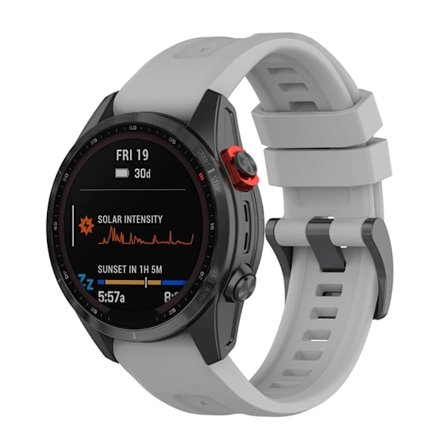 20mm Garmin Fenix 7S / Instinct 2S silikonikellon hihna metallisella soljella - Harmaa
