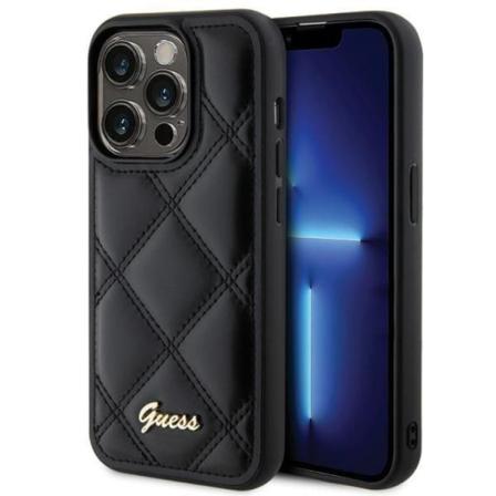 Guess iPhone 15 Pro Max Mobilskal Quilted Metal Logo - Sort