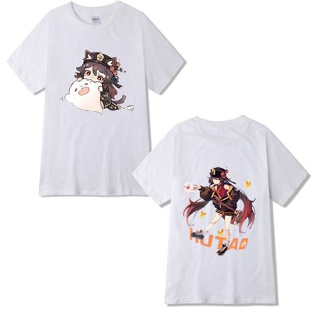 Genshin Impact Walnut T-shirt Par T-shirt vit