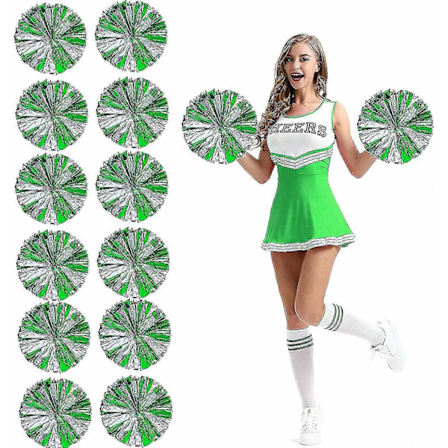 12 kpl Cheerleading Pom Pom -ponnareita sormiaukoilla, metallinhohtoiset Cheer Pom Pom -ponnarit - WELLNGS